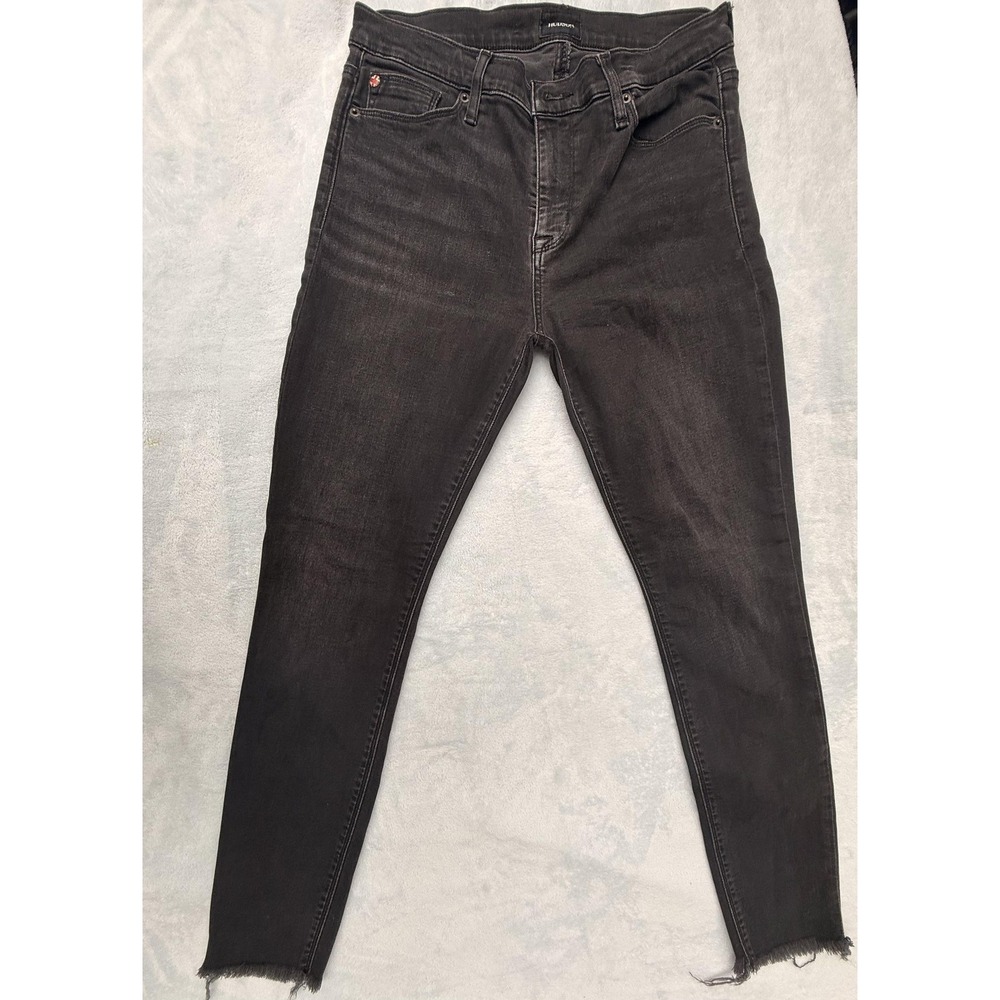 Hudson Natalie Super Skinny Jeans Womens 29 Gray Charcoal Raw Hem Ankle Denim